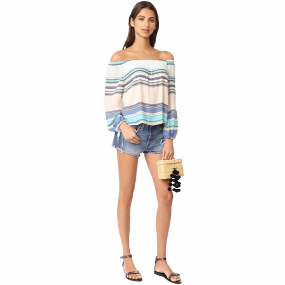 new last1 Wildfox Couture ✰ Off Shoulder Variegated Stripe Top ✰ Multi Color XS - Picture 5 of 15